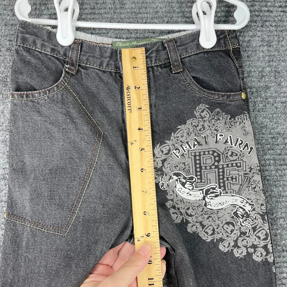 Phat Farm Kids Denim Jeans 4T Black Y2K Baggy Streetwear Graphic‎ Distressed